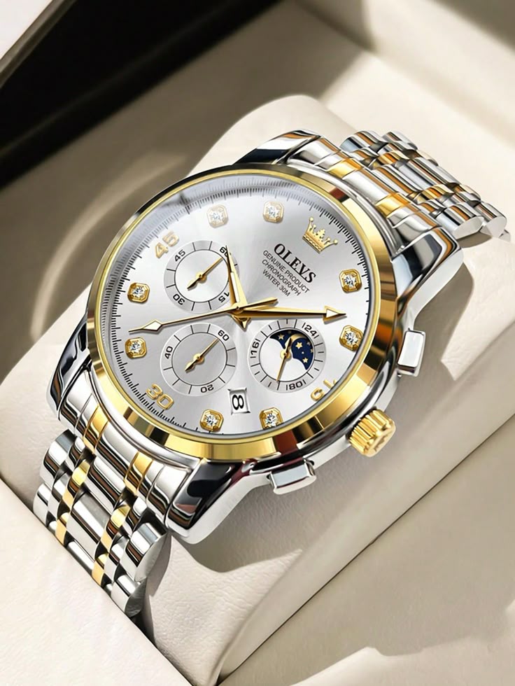OLEVS Men’s Stainless Steel Diamond Business Watch – A Blend of Luxury and Everyday Performance