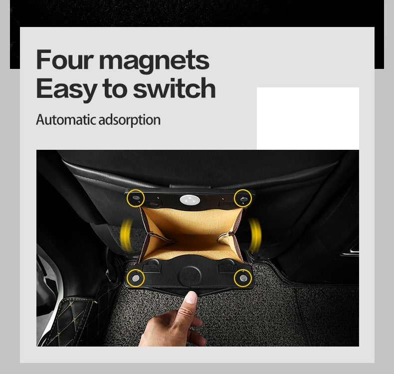 LED Car Trash Can Organizer Garbage Holder Automobiles Storage Bag Accessories Auto Door Seat Back Visor Trash Bin Paper Dustbin