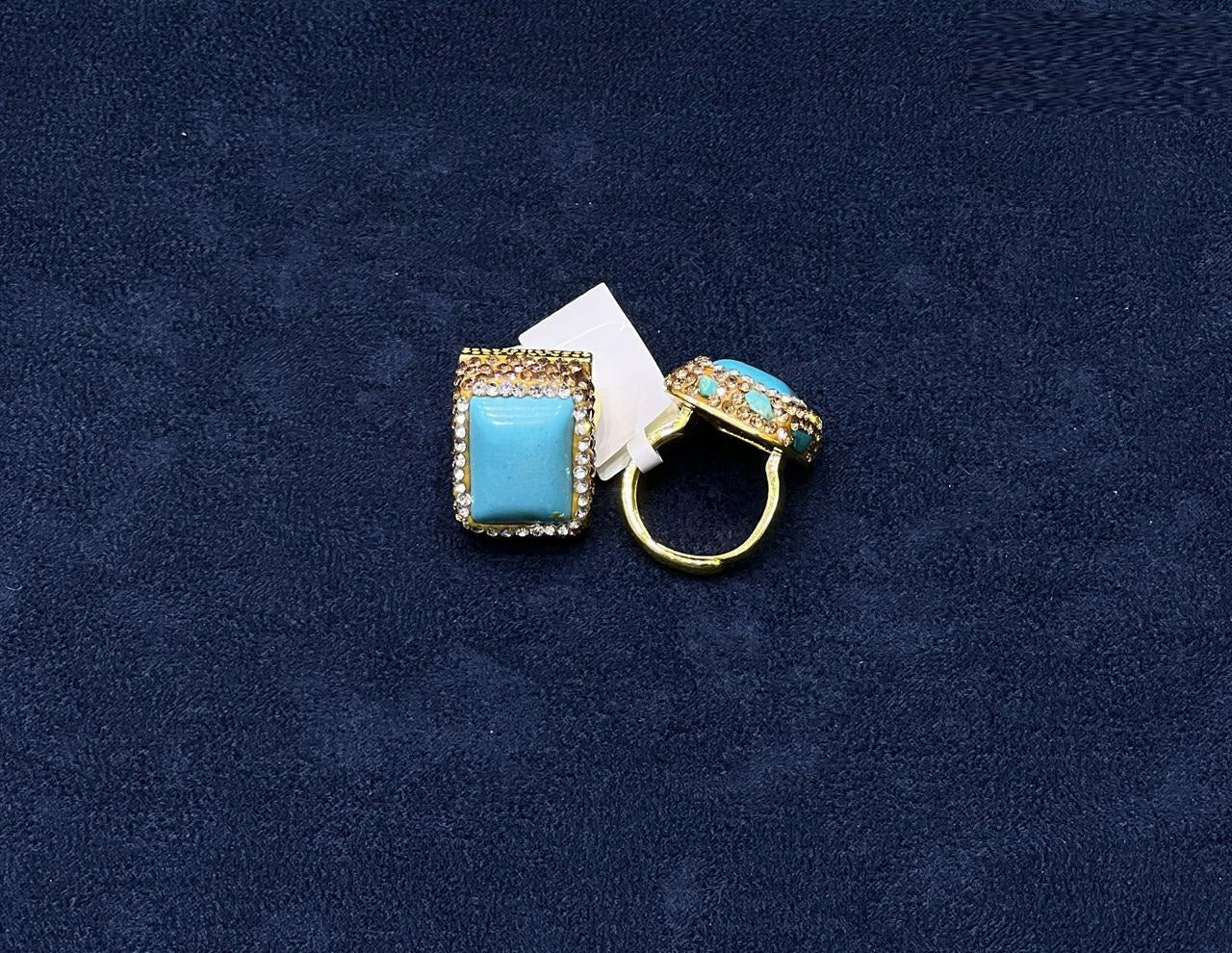 Turquoise Oval Crystal Statement Ring